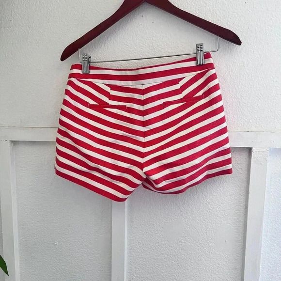 J. Crew Womens Orange White Striped Retro Shorts 00 27 Coastal Vacation Pin Up - Picture 2 of 11